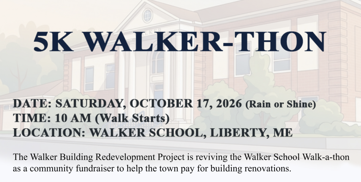 Walker-thon fundraiser announcement for Oct. 17 placed over image of Walker School